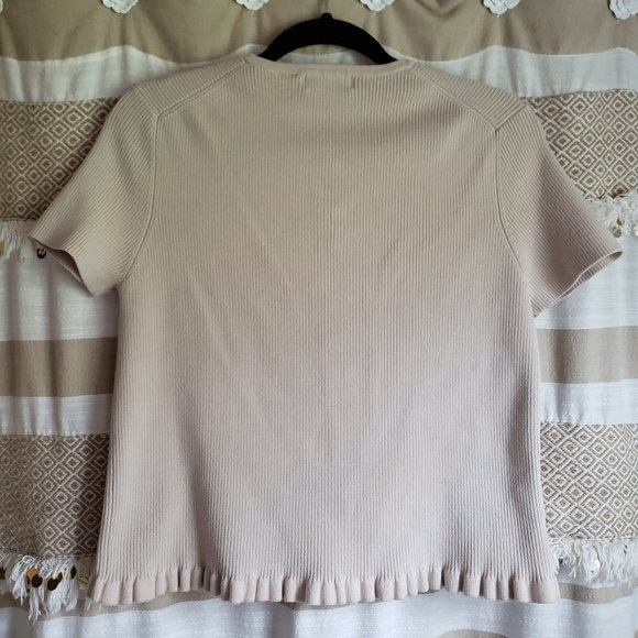 J. Khaki | Button Rib Mini Ruffle Short Sleeve Top - Picture 2 of 6